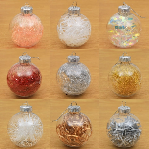 Bolas De Navidad Transparentes Plástico PET Rellenas Plumas Bayas Lentejuelas Decoración Árbol Festiva Elegante Fiesta