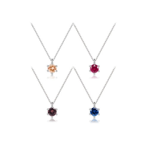 Round Zircon Necklace Bracelet 925 Sterling Silver 18K Gold Plated Six Prong Setting Adjustable Jewelry For Women