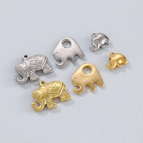 Colgante De Elefante De Acero Inoxidable Pulido Espejo Hueco Animal Accesorio Joyería DIY Artesanía