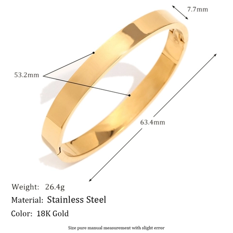 Brazalete Minimalista De Acero Inoxidable Chapado En Oro De 18K Pulido Liso Joyería Geométrica Para Mujeres Tendencia
