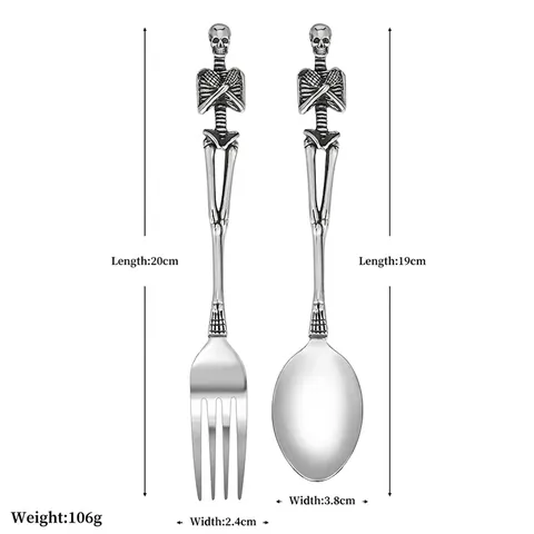 Gothic Stainless Steel Skull And Mermaid Cutlery Set Retro Dinnerware Fork Spoon Knife Halloween Table Decor