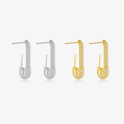 925 Sterlingsilber Strass Büroklammer Ohrstecker Für Damen Sicherheitsnadel Ohrringe Gold Silber Modeschmuck Geschenk
