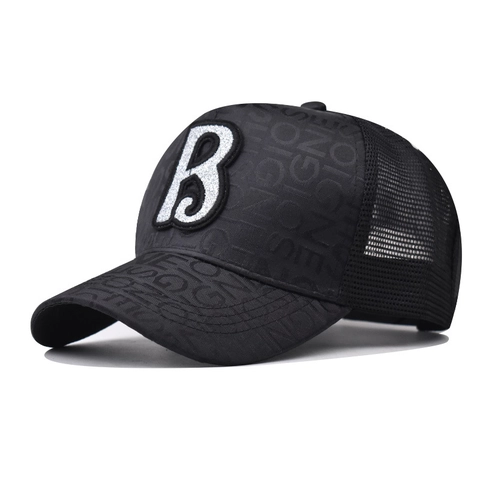 Casquette De Camionneur Rétro Coton Maille Respirante Lettre B Broderie Paillettes Casquette De Baseball Réglable