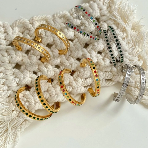 Orecchini A Cerchio In Acciaio Inossidabile A Forma Di C Geometrici Con Strass Gioielli Di Moda Per Donna