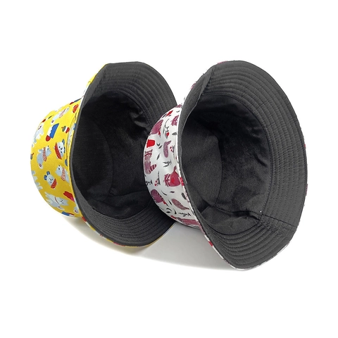 Chapeau Bob Femme Réversible Large Bord Protection Solaire Polyester Motif Chien Dessin Animé Respirant Pliable Kawaii