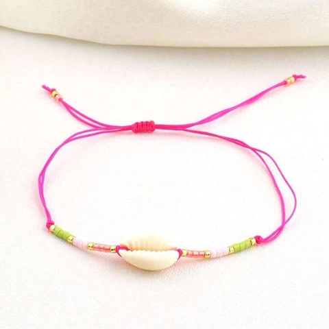 Bracciale Intrecciato Bohemian Conchiglia Naturale Perline Malocchio Regolabile Fatto A Mano Spiaggia Estate Gioielli Etnici