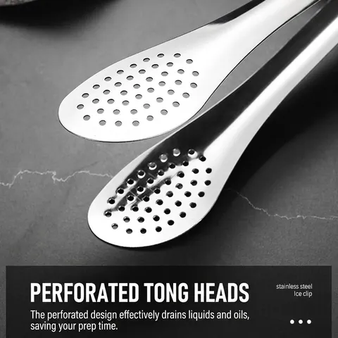 Pinze Per Alimenti In Acciaio Inossidabile Perforate Per Barbecue Buffet Pane Bistecca Utensile Da Cucina Resistente Al Calore