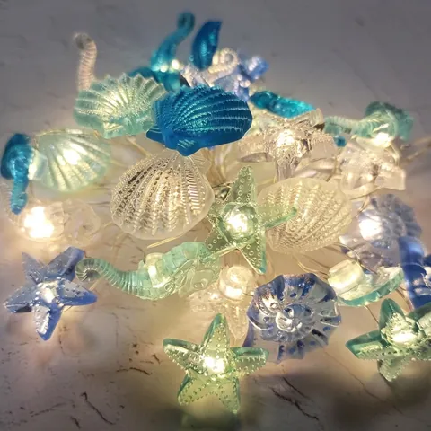 LED String Lights Ocean Marine Theme Starfish Seahorse Shell Plastic Copper Wire For Home Party Bedroom Decoration