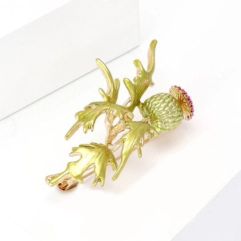 Distel Bloem Broche Pin Legering Emaille Plant Sieraden Voor Vrouwen Jas Cardigan Accessoires Vintage Elegant