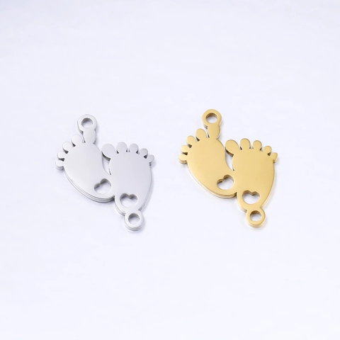 Pendentifs Empreinte De Bébé Acier Inoxydable 304 Connecteur De Lien Fabrication Bijoux DIY Découpe Coeur Poli