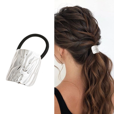 Elastici Per Capelli In Lega Metallica Trama Onde D'acqua Supporti Per Coda Di Cavallo Minimalisti Accessori Per Capelli Vintage