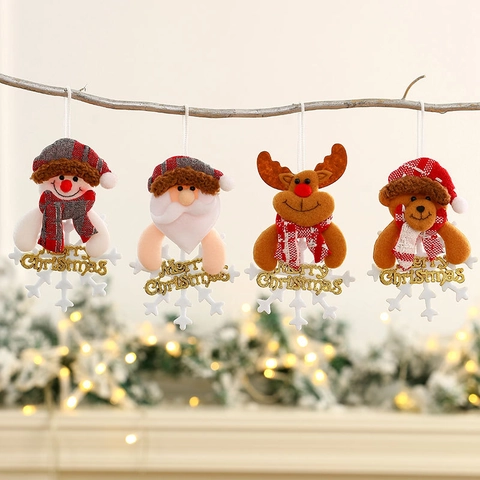 Ornamenti Da Appendere Albero Di Natale Peluche Babbo Natale Pupazzo Di Neve Renna Orso Fiocco Lettera Merry Christmas Decorazione