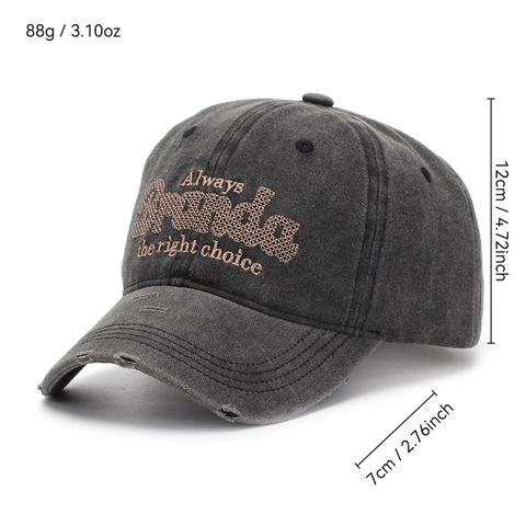 Cappellino Da Baseball In Cotone Lavato Retrò Distressed Dad Hat Lettera Ricamata Regolabile Traspirante Casual