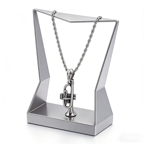 Trumpet Musical Instrument Pendant Necklace 316L Stainless Steel Vintage Retro Punk Jewelry For Music Lovers