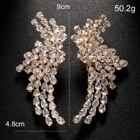 Luxury Wing Zirconia Stud Earrings With 925 Sterling Silver Earring Post Angel Wings Pave Sparkling Statement Jewelry For Women