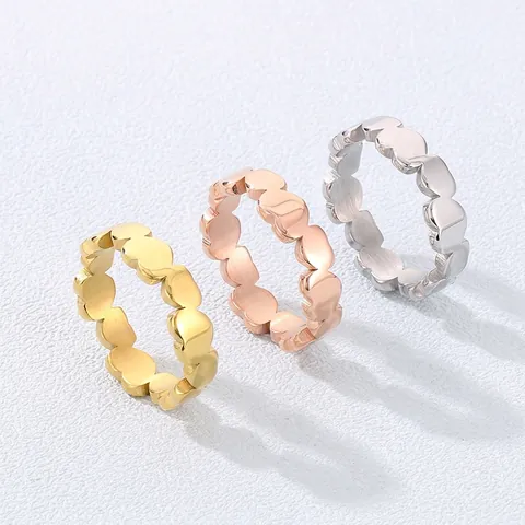 Edelstahl Herz Ring Minimalistisches Hohl Aus Kontinuierliche Herzen Band Schicker Schmuck Für Frauen Paar Geschenk Poliertes Metall
