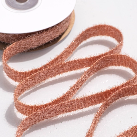 Glitter Metallic Ribbon Polyester Fuzzy Frayed Edge Trim For DIY Crafts Gift Wrapping Christmas Party Decor Accessory