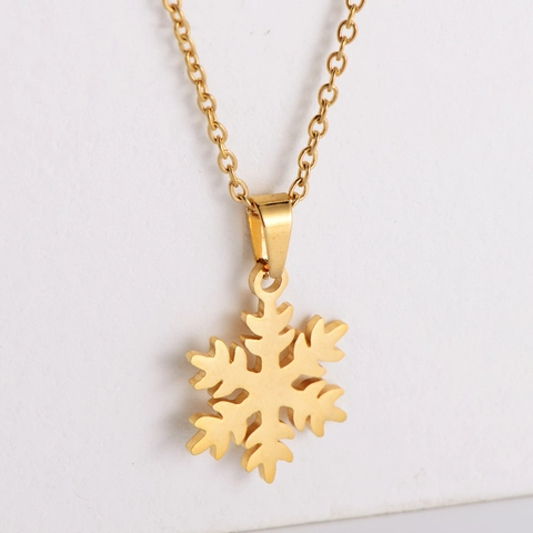 Collar Y Pendientes De Copo De Nieve Joyas De Acero Inoxidable Chapado En Oro De 18K Regalo De Navidad De Invierno Para Mujer