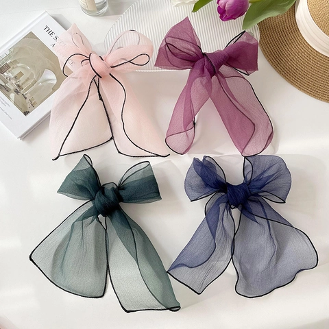 Elegant Solid Color Polyester Scarf For Women Lightweight Summer Neck Accessory Versatile Bow Hair Streamer Decor