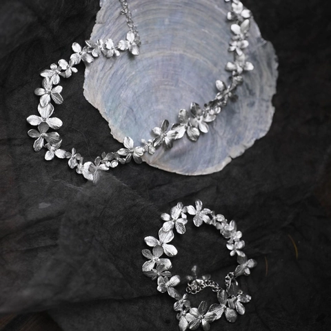 Collana Girocollo A Fiori Placcata Argento Lunghezza Regolabile Fatta A Mano Catena Floreale Stile Dolce Fresco Per Donne Regalo