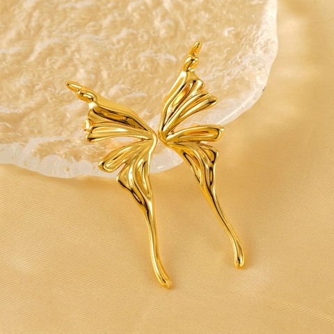 Eleganti Orecchini a Bottone in Acciaio Inossidabile con Ali di Farfalla Placcati in Oro Design Artistico per Donna