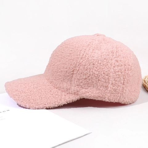 Solid Color Lamb Velvet Baseball Cap For Women Men Winter Warm Thick Plush Teddy Fleece Adjustable Outdoor Fashion Hat