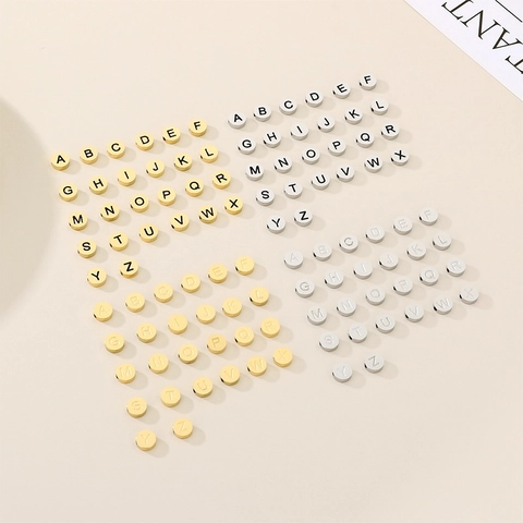 Poliertes Edelstahl Alphabet Buchstaben Runde Zwischenperlen Für DIY Schmuckherstellung Armband Halskette Handwerk