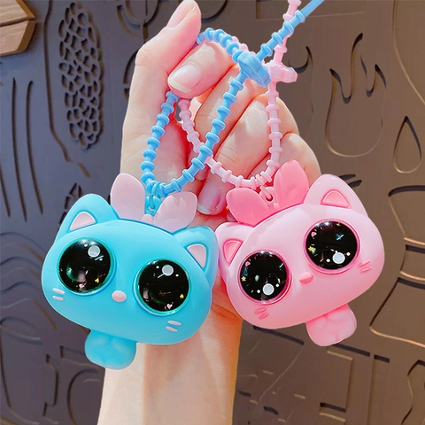 Große Augen Katze Squeeze Spielzeug Schlüsselanhänger PVC Silikon Stressabbau Taschenanhänger Cartoon Tieranhänger