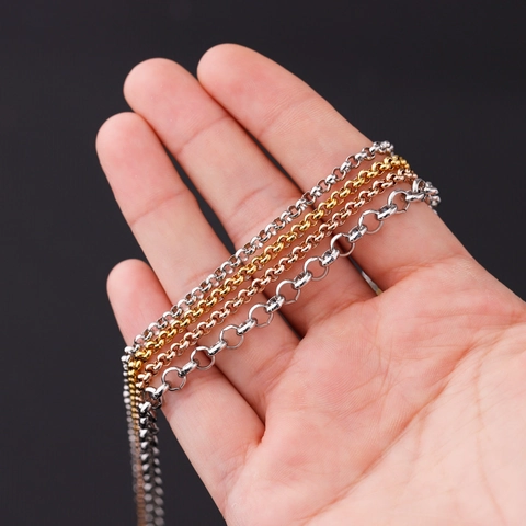 304 Stainless Steel Rolo Chain Necklace Minimalist Polished O-Ring Link Jewelry Accessories Non-Fading For Women Men