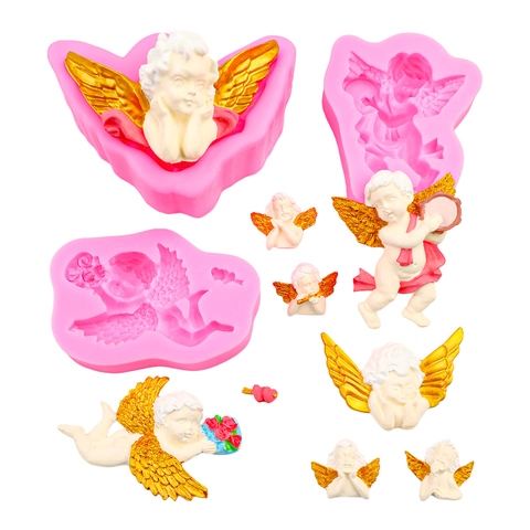 Engel Cupid Silikonform Für DIY Kuchen Fondant Schokolade Kerze Seife Gips Harz Handwerk Machen Detaillierte Geflügelte Kunst