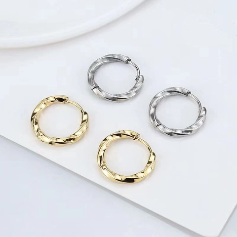 Edelstahl Quadratische Gedrehte Creolen Minimalistische Seilstruktur Huggie Ohrringe Punk Rock Hip Hop Unisex Schmuck Accessoires