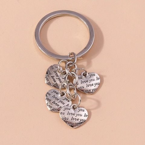 Vintage Herz Metall Schlüsselanhänger Mit Love You Gravur Mehrere Anhänger Silber Romantisches Geschenk Taschenzubehör