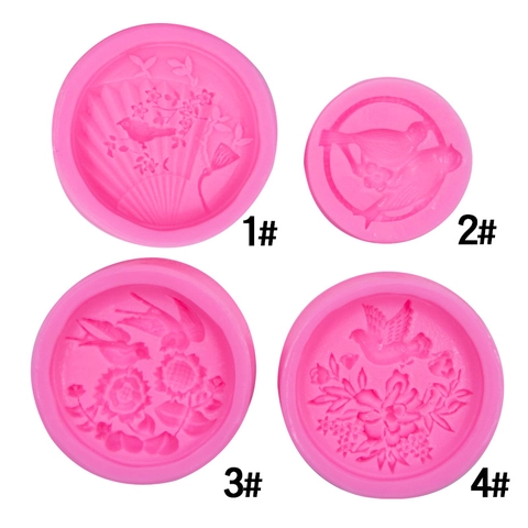 Molde De Silicona Redondo Pájaro Flor Relieve Para Pastel Fondant Hornear DIY Decoración Yeso Aromaterapia Estilo Vintage