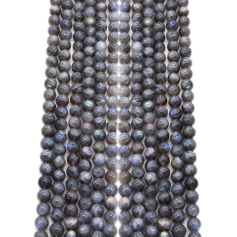 Natural Stone Round Loose Beads Polished Gray Black Gemstone Beads For DIY Jewelry Making Necklace Bracelet Accessories