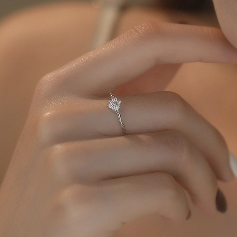 Anello a Fiore in Argento Sterling S925 Con Zirconia Retrò Corda Intrecciata Anello Aperto Regolabile per Donna Gioielli Coreani