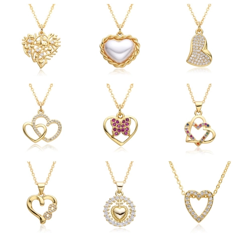 Heart Pendant Necklace Copper Gold Plated Zircon Micro Pave Elegant Fashion Jewelry For Women
