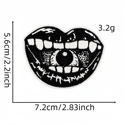 Punk Gothic Horror Black White Embroidery Patches Iron On Sew On Embroidered Appliques For Clothing DIY Accessories