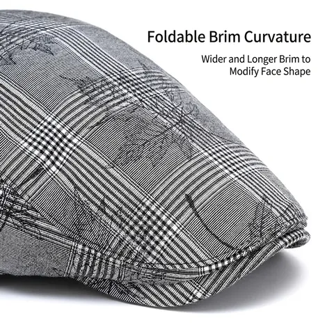 Gorra Newsboy Estilo Británico Algodón Ajustable Estampado Hoja Arce Flat Cap Hombre Mujer Casual Exterior