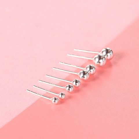 Minimalist Ball Stud Earrings S999 Sterling Silver Mini Round Bead Smooth Piercing Jewelry For Men Women