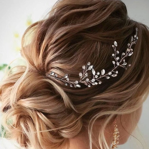Handmade Crystal Rhinestone Wedding Hair Vine Flexible Alloy Wire Bridal Headband For Women Party Floral Headpiece