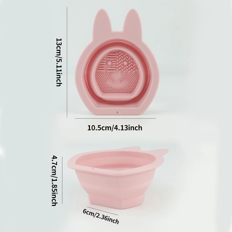 Silicone Makeup Brush Cleaner Bowl Collapsible Rabbit Shape Multi Texture Cleaning Mat Portable Scrubber Tool