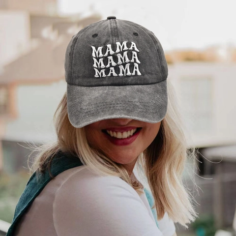 Washed Embroidery MAMA And MINI Baseball Cap For Women Kids Parent-Child Adjustable Polyester Sun Hat Retro Outdoor Dad Hat