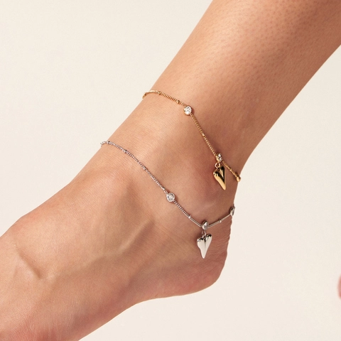 Herz Anhänger Fußkettchen Für Damen Mädchen Edelstahl Zirkonia Eingelegt Süßer Minimalistischer Fußschmuck