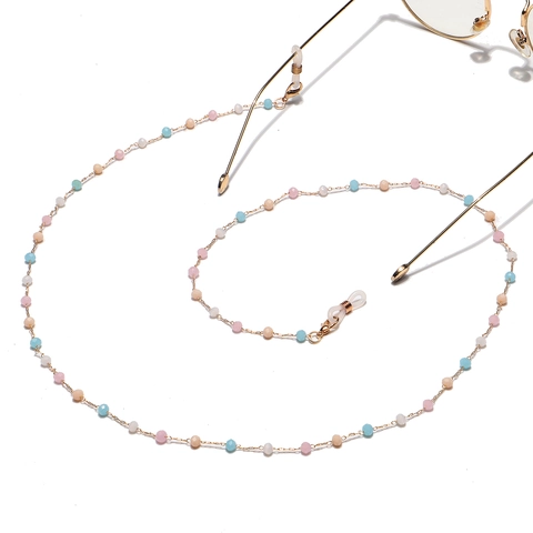 Beaded Glasses Chain Colorful Crystal Metal Eyewear Strap Anti Slip Adjustable Fashion Neck Cord For Women