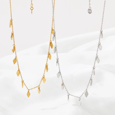 Pendenti Con Paillettes A Rombo Francese Acciaio Inossidabile Collana E Bracciale A Strati Per Donna Gioielli Minimalisti Eleganti