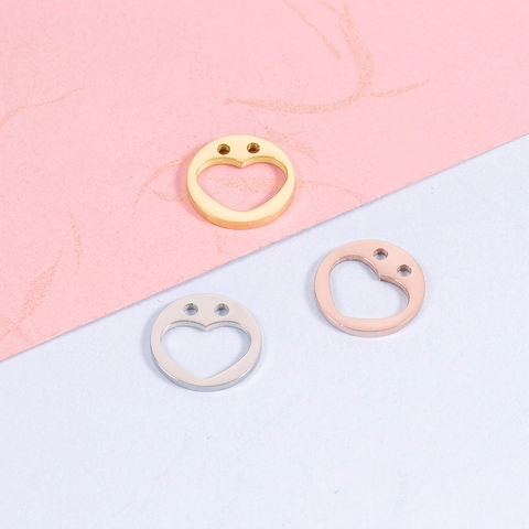 Connettori Per Ciondoli A Cuore Cavo Rotondi In Acciaio Inossidabile Lucidato A Specchio Per Creazione Di Gioielli DIY