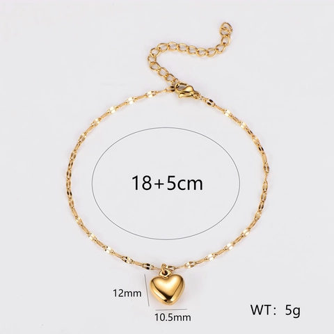 Heart Pendant Bracelet 304 Stainless Steel 18K Gold Plated Adjustable Chain Minimalist Fashion Jewelry For Women