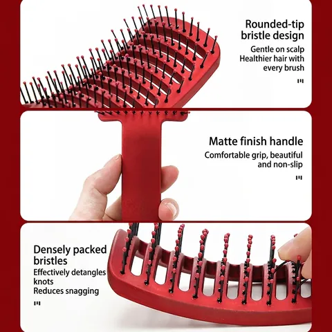 Professionelle Haarbürste Gebogene Entlüftung Entwirrende Massagekamm ABS Nylonborsten Schnelles Trocknen Styling Tool