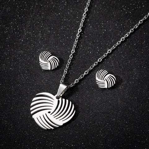 Collana E Orecchini A Cuore In Acciaio Inossidabile Per Donna Gioielli Per Matrimonio E Feste Design Minimale A Spirale