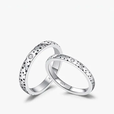 Star Engraved Moissanite Ring 925 Sterling Silver Vintage Luxury D Color VVS1 Jewelry For Women Men